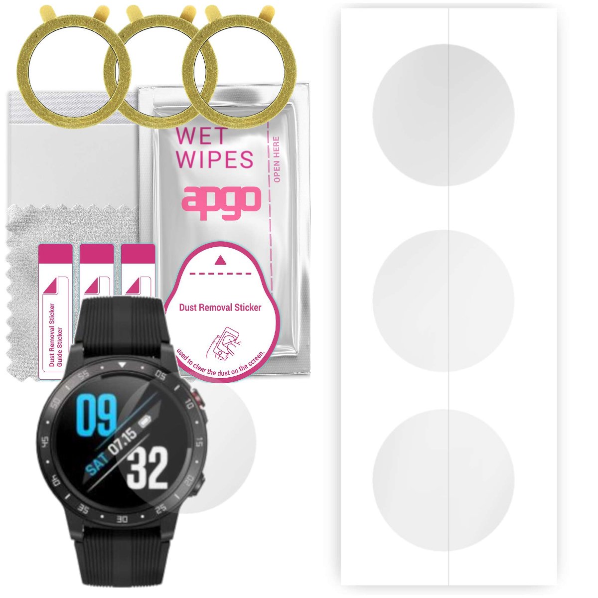 3x Folia hydrożelowa do Maxcom Fit FW37 Argon - apgo Smartwatch Hydrogel Protection Ochrona na ekran smartwatcha