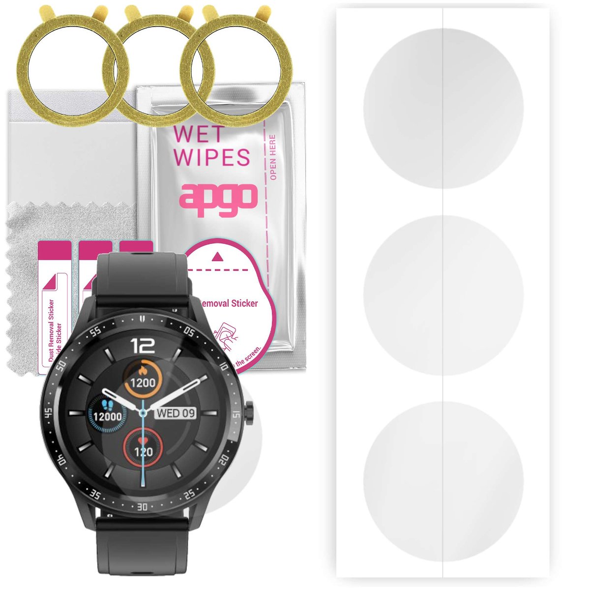 3x Folia hydrożelowa do Maxcom FW43 cobalt 2 - apgo Smartwatch Hydrogel Protection Ochrona na ekran smartwatcha