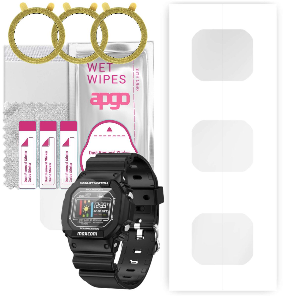 3x Folia hydrożelowa do Maxcom FW22 CLASSIC - apgo Smartwatch Hydrogel Protection Ochrona na ekran smartwatcha