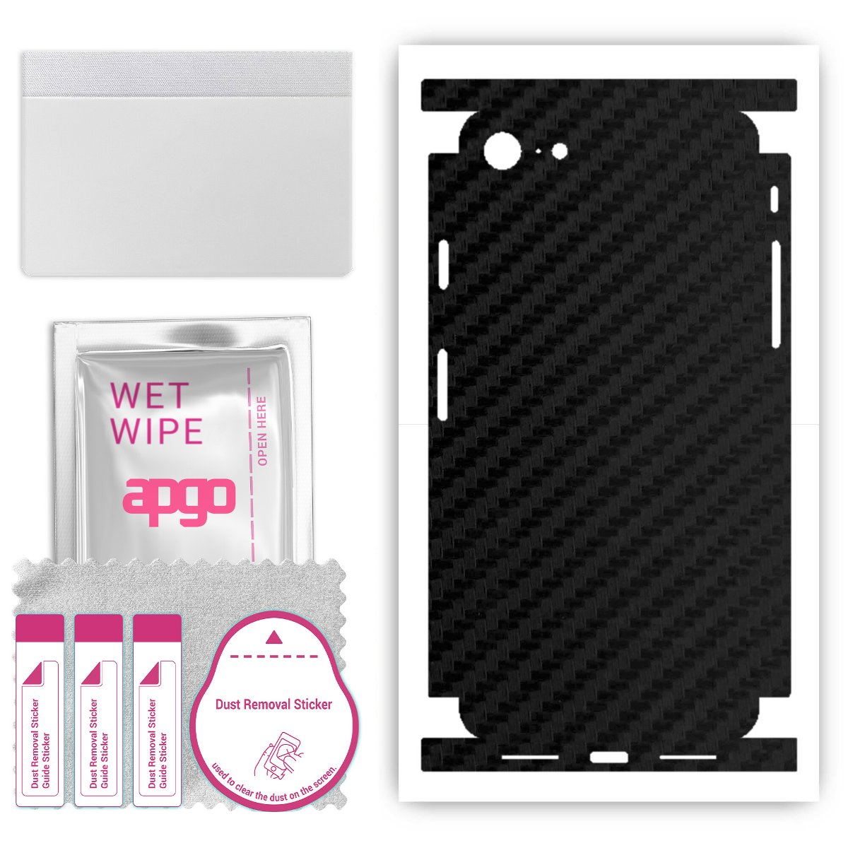 Folia naklejka skórka strukturalna na TYŁ+BOKI do Apple iPhone 8 -  Carbon Czarny - apgo SKINS