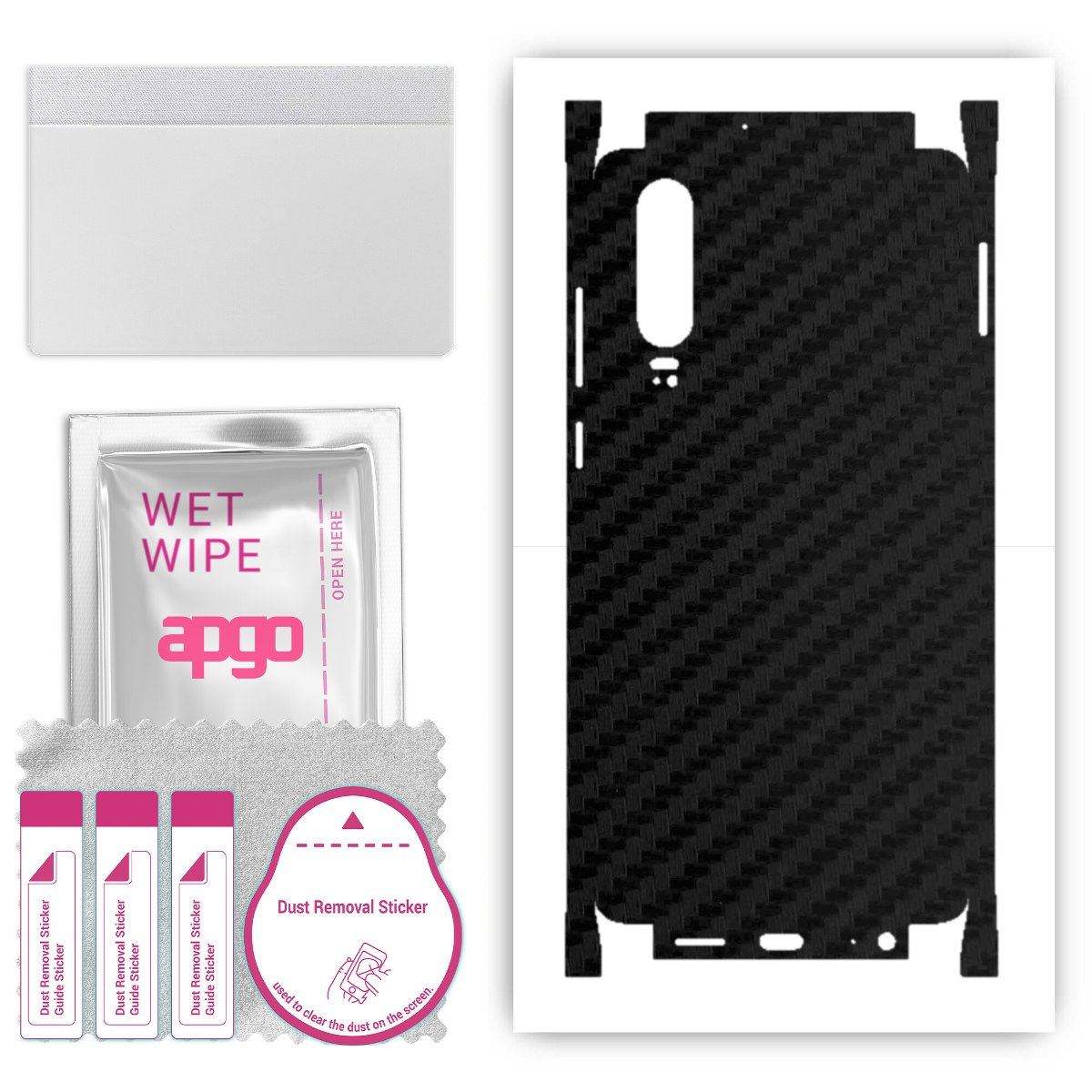 Folia naklejka skórka strukturalna na TYŁ+BOKI do Huawei P30 -  Carbon Czarny - apgo SKINS