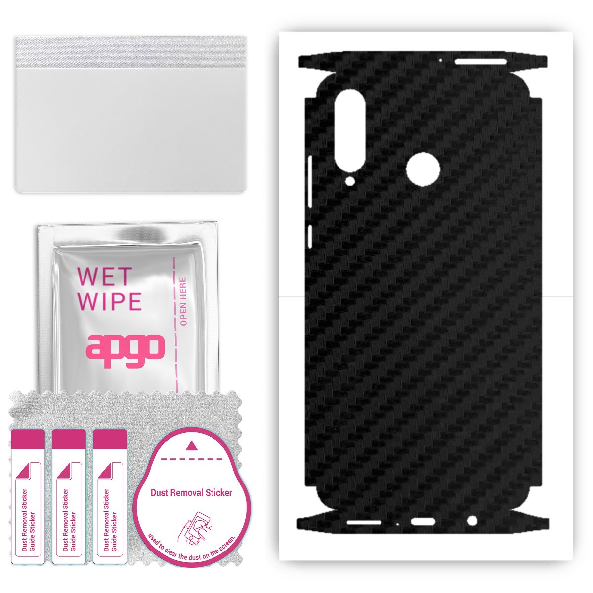 Folia naklejka skórka strukturalna na TYŁ+BOKI do Huawei P30 lite -  Carbon Czarny - apgo SKINS