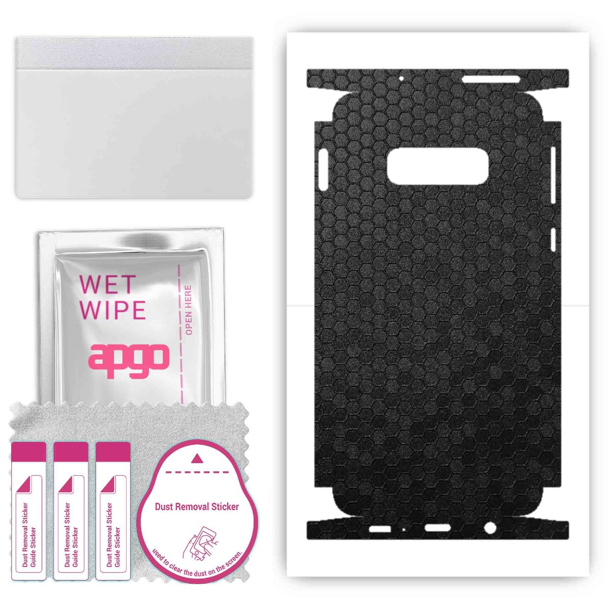 Folia naklejka skórka strukturalna na TYŁ+BOKI do Samsung Galaxy S10e -  Plaster Miodu Czarny - apgo SKINS