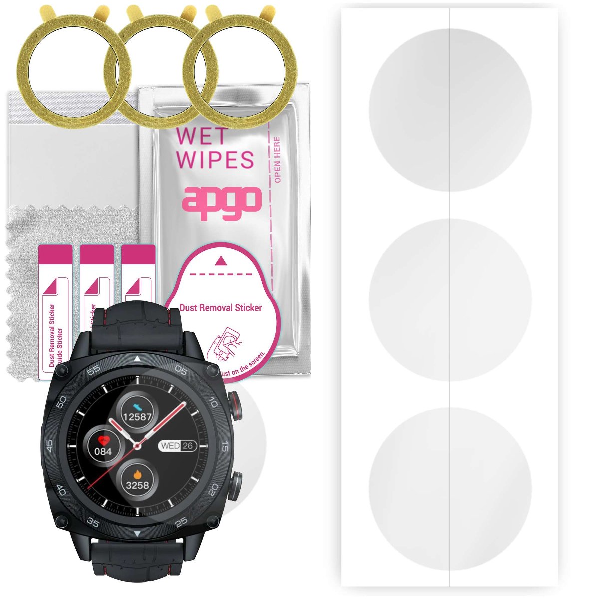 3x Folia hydrożelowa do Cubot C3 - apgo Smartwatch Hydrogel Protection Ochrona na ekran smartwatcha