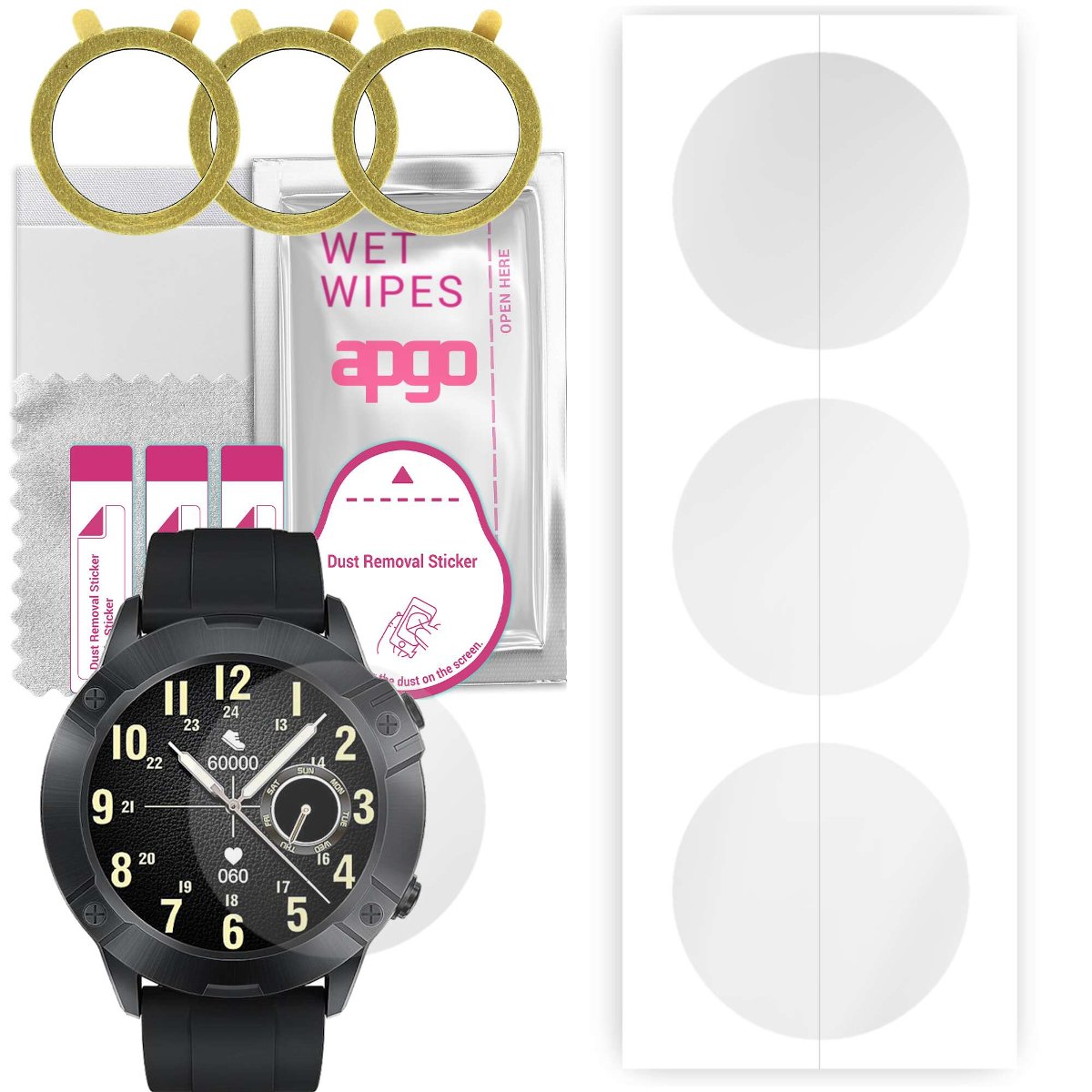 3x Folia hydrożelowa do Cubot N1 - apgo Smartwatch Hydrogel Protection Ochrona na ekran smartwatcha
