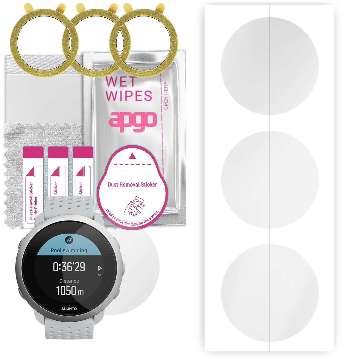 3x Folia hydrożelowa do Suunto 3 - apgo Smartwatch Hydrogel Protection Ochrona na ekran smartwatcha