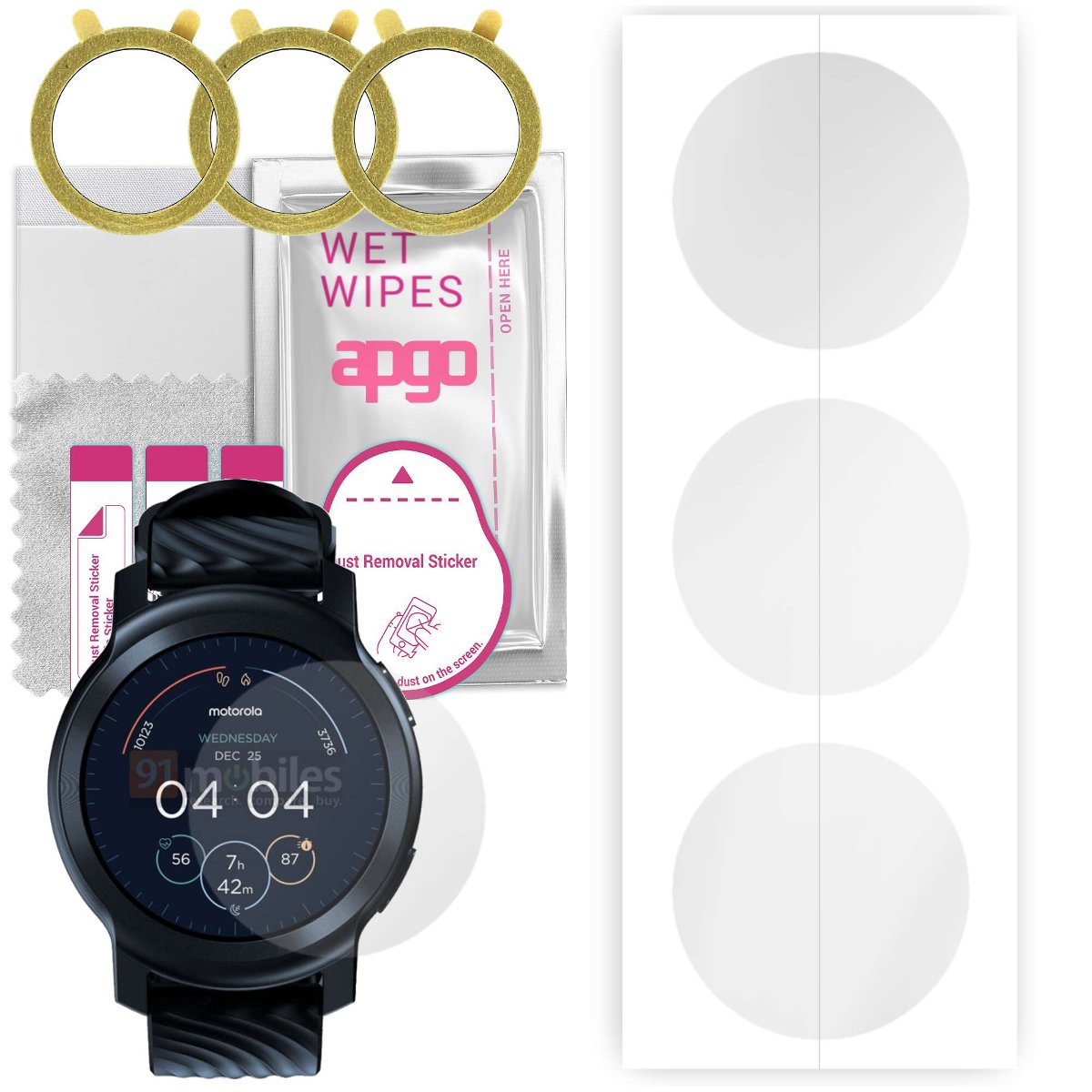 3x Folia hydrożelowa do Motorola Moto Watch 100 - apgo Smartwatch Hydrogel Protection Ochrona na ekran smartwatcha