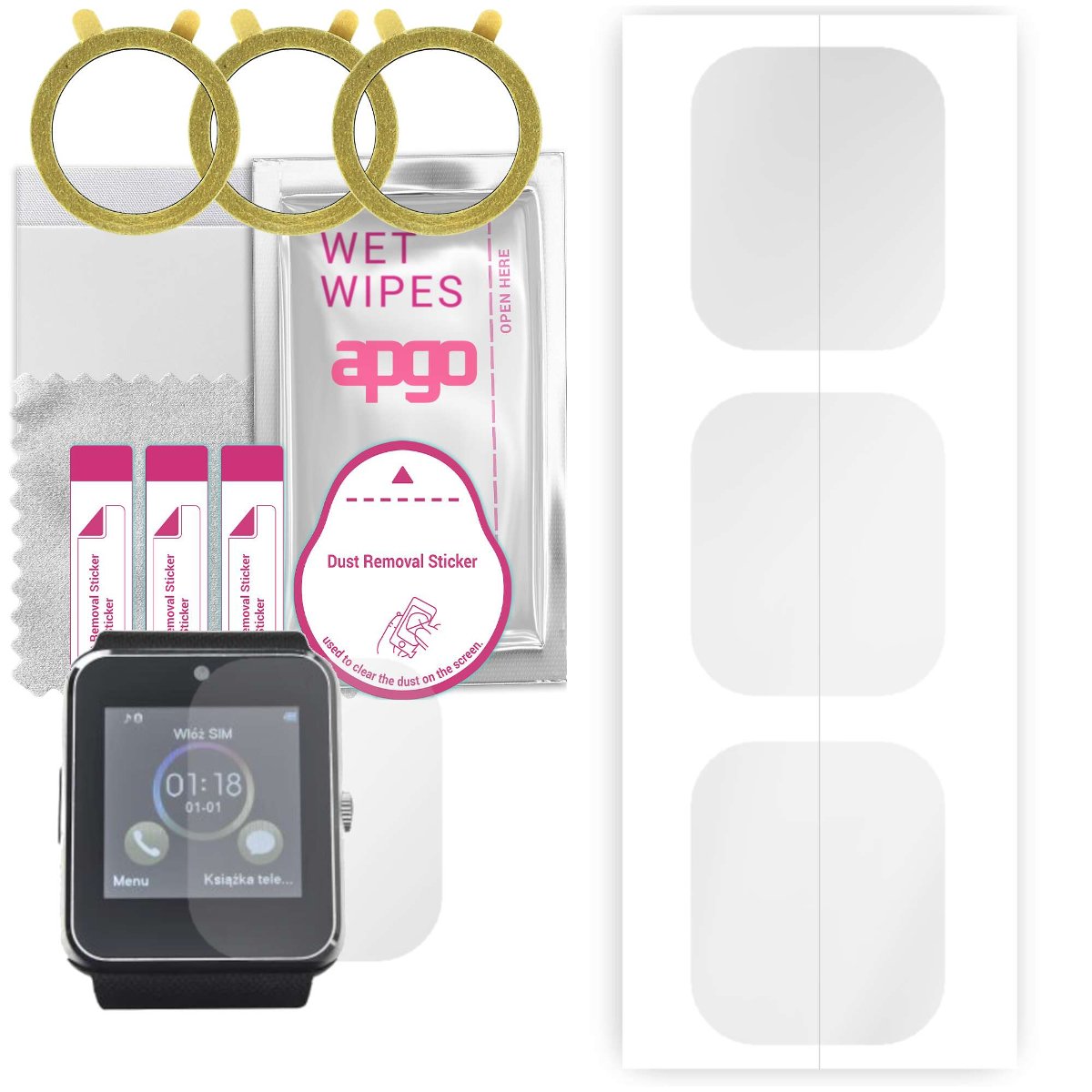 3x Folia hydrożelowa do Manta MA429 - apgo Smartwatch Hydrogel Protection Ochrona na ekran smartwatcha