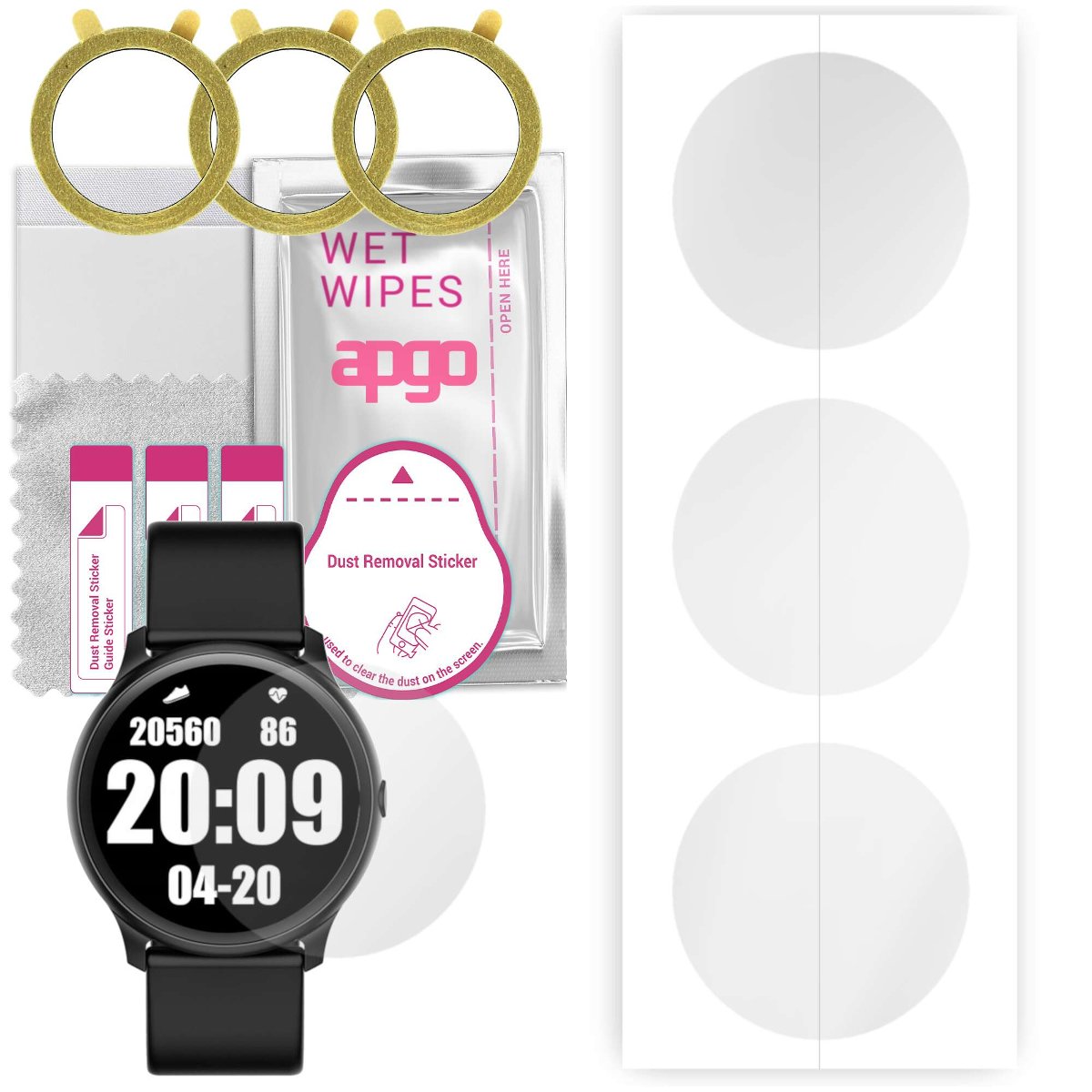 3x Folia hydrożelowa do Kello K13 - apgo Smartwatch Hydrogel Protection Ochrona na ekran smartwatcha