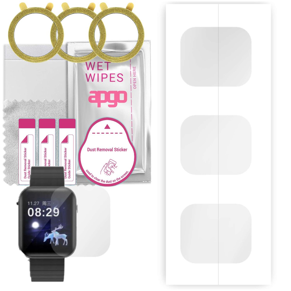 3x Folia hydrożelowa do Kello XP40 - apgo Smartwatch Hydrogel Protection Ochrona na ekran smartwatcha