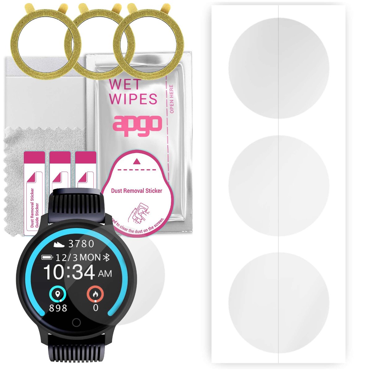 3x Folia hydrożelowa do Lenovo Blaze HW10H - apgo Smartwatch Hydrogel Protection Ochrona na ekran smartwatcha