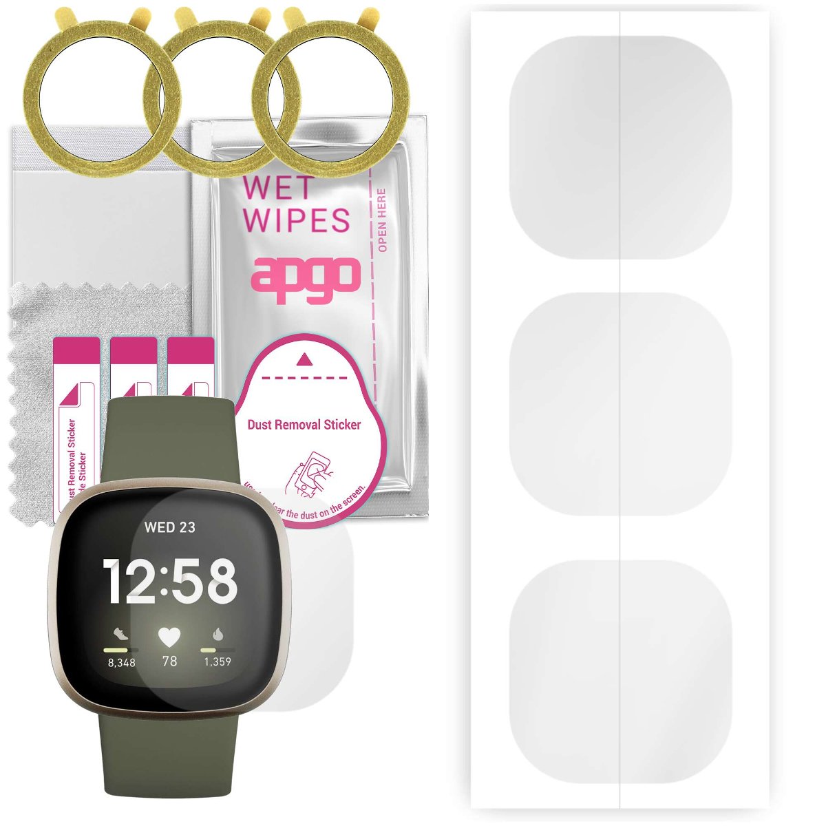 3x Folia hydrożelowa do Fitbit Versa 3 - apgo Smartwatch Hydrogel Protection Ochrona na ekran smartwatcha