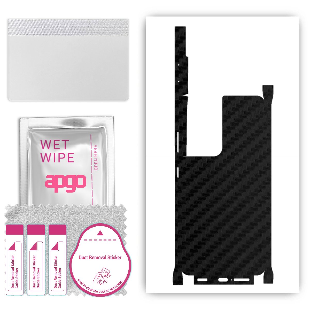 Folia naklejka skórka strukturalna na TYŁ+BOKI do Samsung Galaxy S21 Ultra 5G -  Carbon Czarny - apgo SKINS