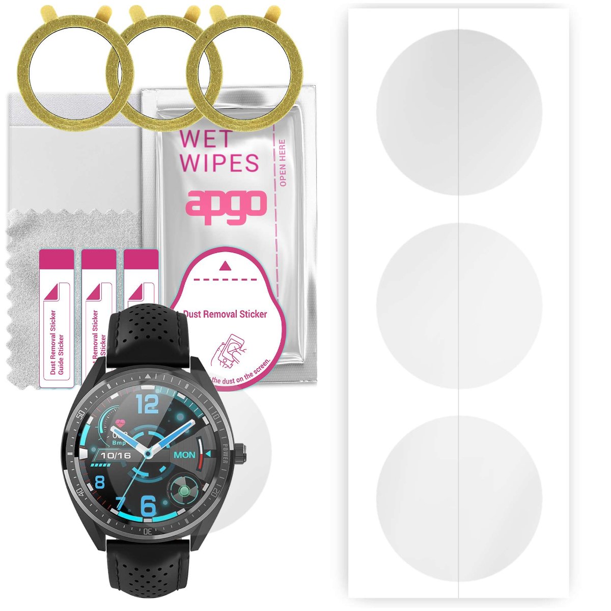 3x Folia hydrożelowa do G.Rossi SW011 - apgo Smartwatch Hydrogel Protection Ochrona na ekran smartwatcha