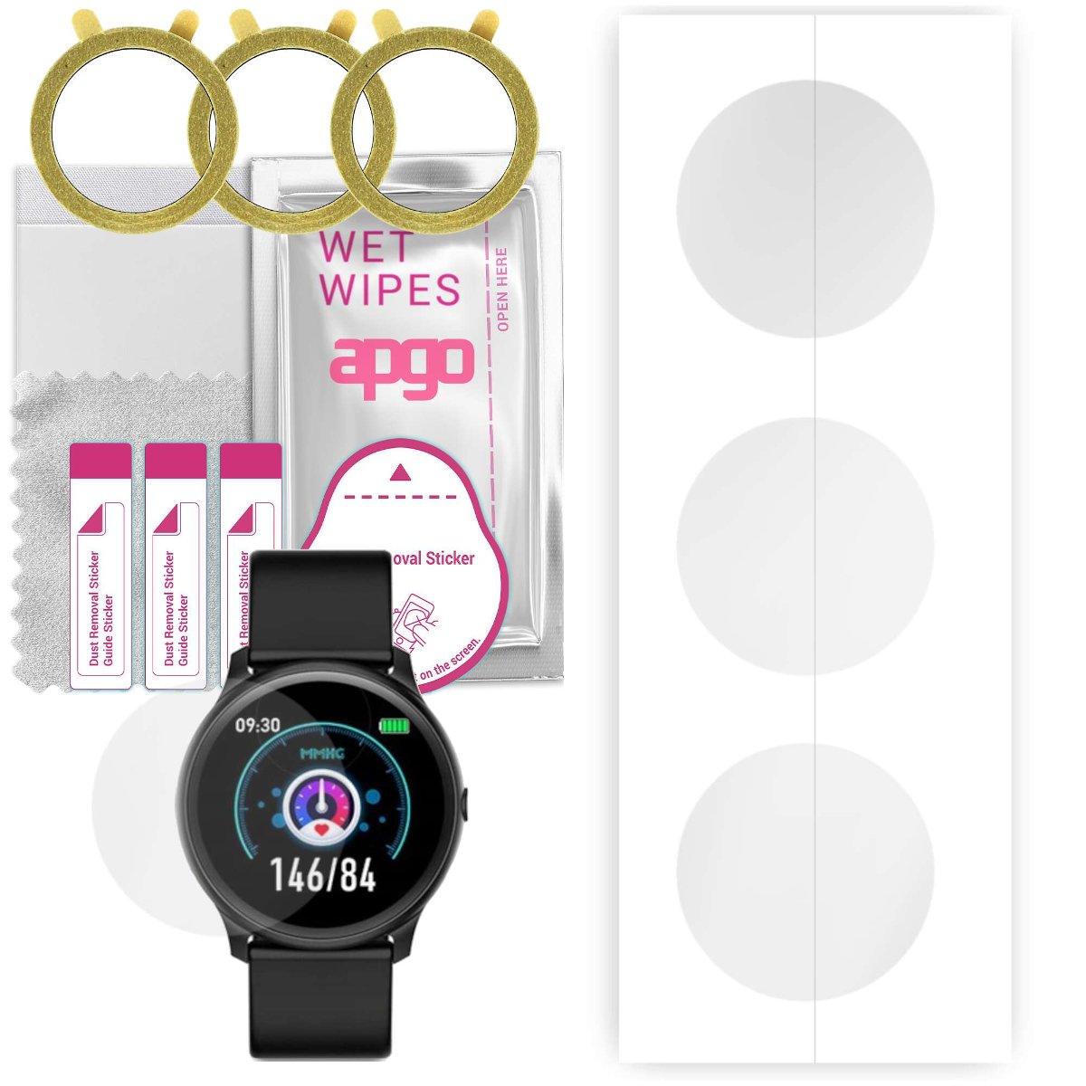 3x Folia hydrożelowa do Smartwatch AW80 - apgo Smartwatch Hydrogel Protection Ochrona na ekran smartwatcha