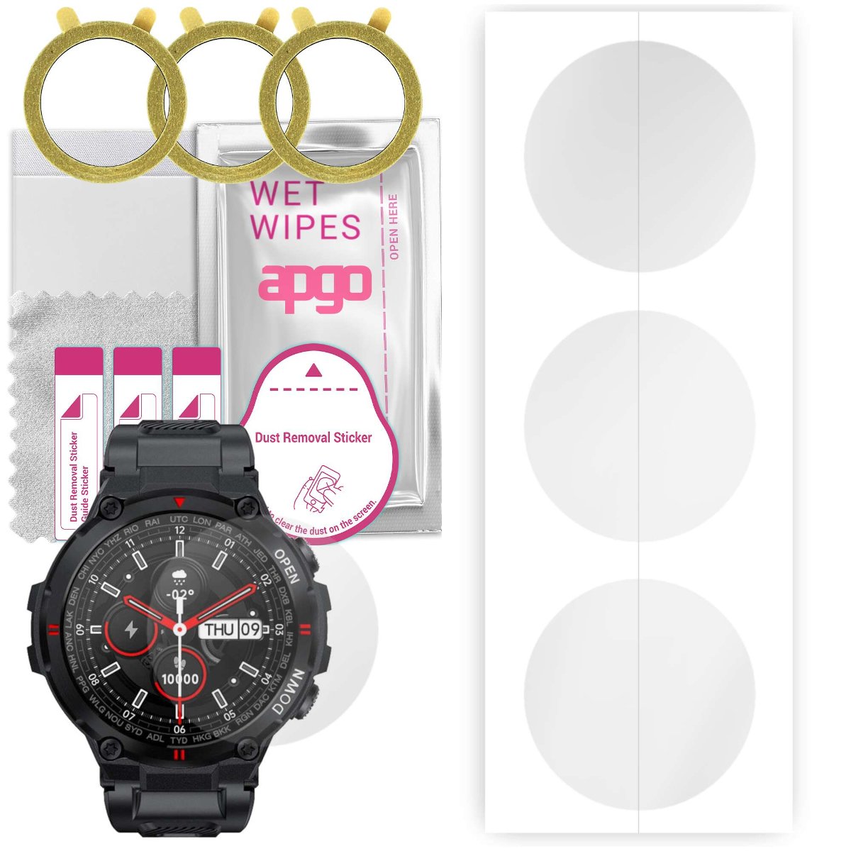 3x Folia hydrożelowa do Smartwatch K22 - apgo Smartwatch Hydrogel Protection Ochrona na ekran smartwatcha