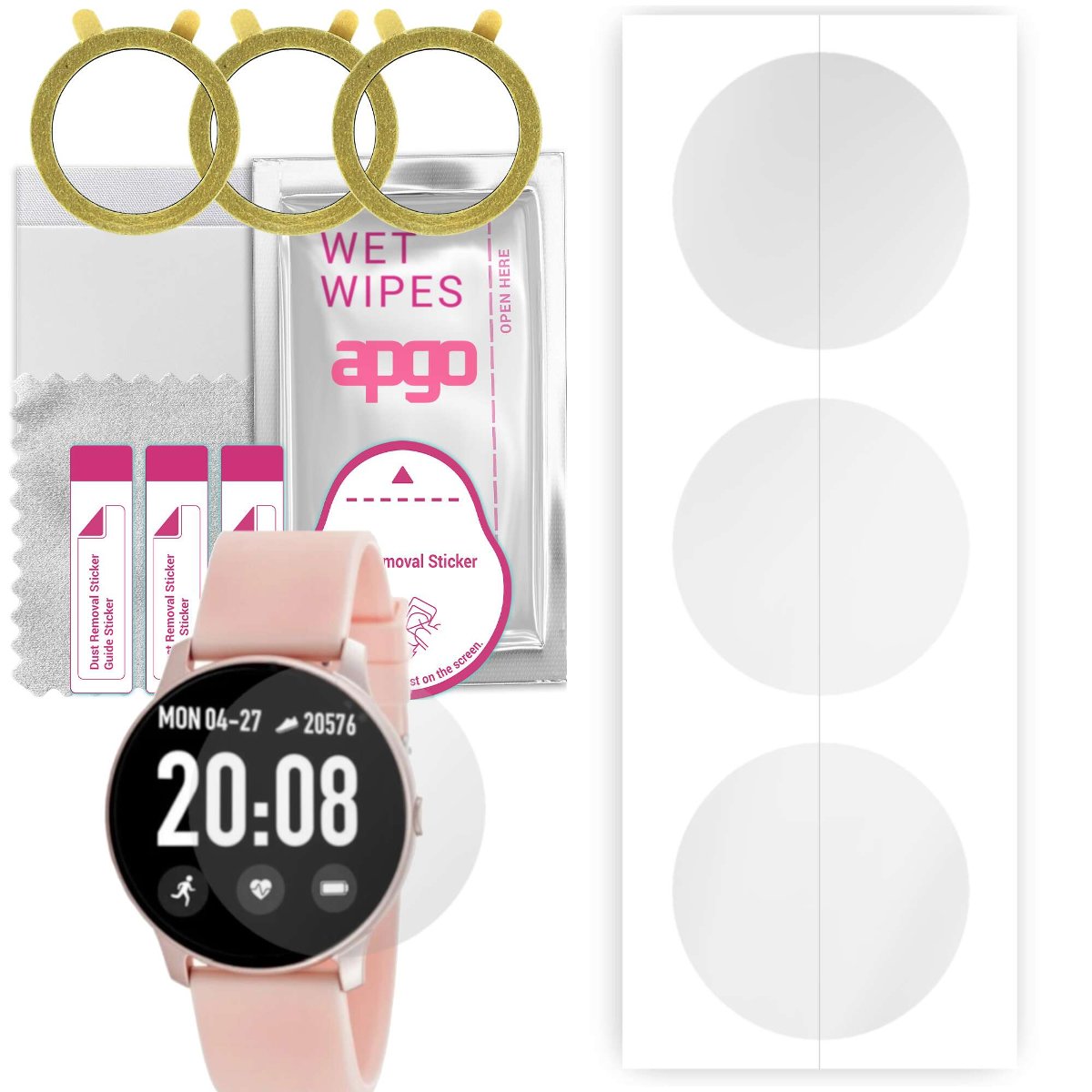 3x Folia hydrożelowa do Rubicon RNCE40 PRO - apgo Smartwatch Hydrogel Protection Ochrona na ekran smartwatcha