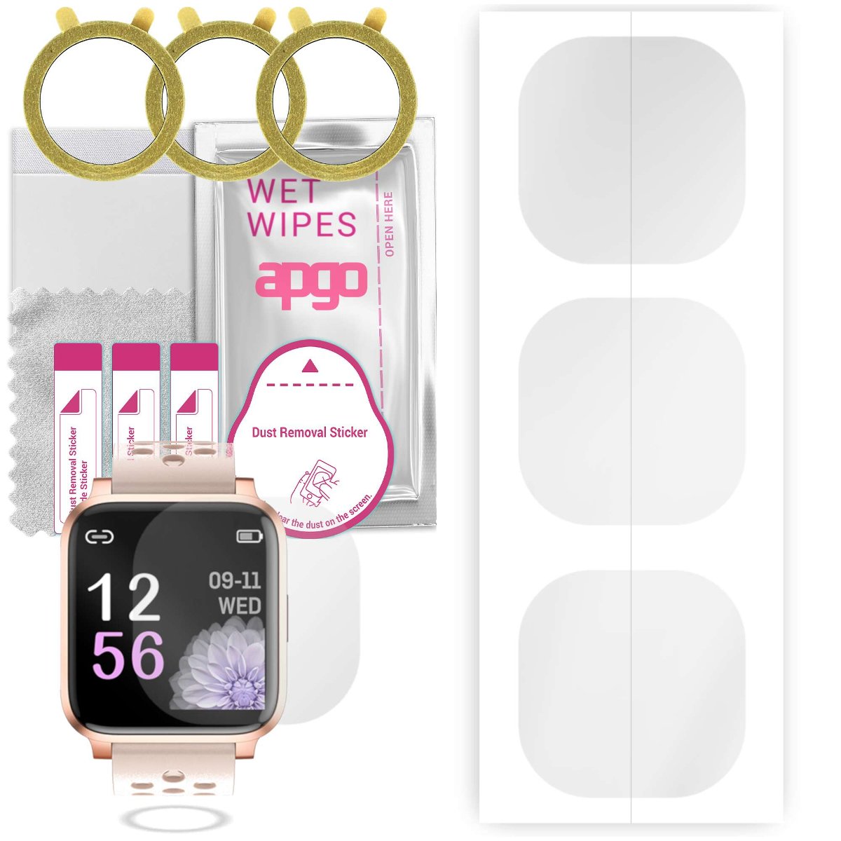 3x Folia hydrożelowa do Rubicon RNCE58 - apgo Smartwatch Hydrogel Protection Ochrona na ekran smartwatcha