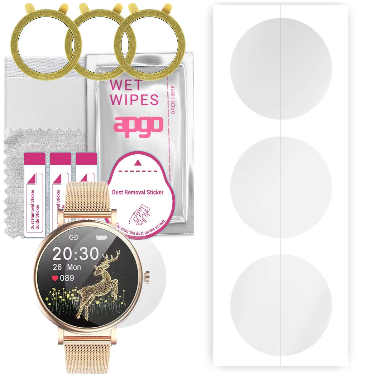 3x Folia hydrożelowa do Rubicon RNBE64 - apgo Smartwatch Hydrogel Protection Ochrona na ekran smartwatcha