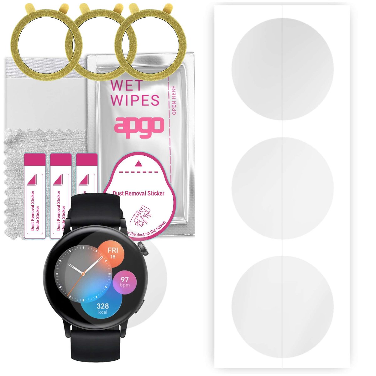 3x Folia hydrożelowa do Huawei Watch GT 3 42mm Active - apgo Smartwatch Hydrogel Protection Ochrona na ekran smartwatcha