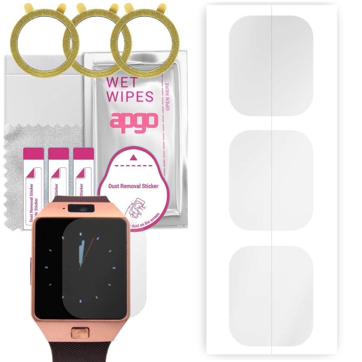 3x Folia hydrożelowa do Smartwatch DZ09 DZ-09 - apgo Smartwatch Hydrogel Protection Ochrona na ekran smartwatcha