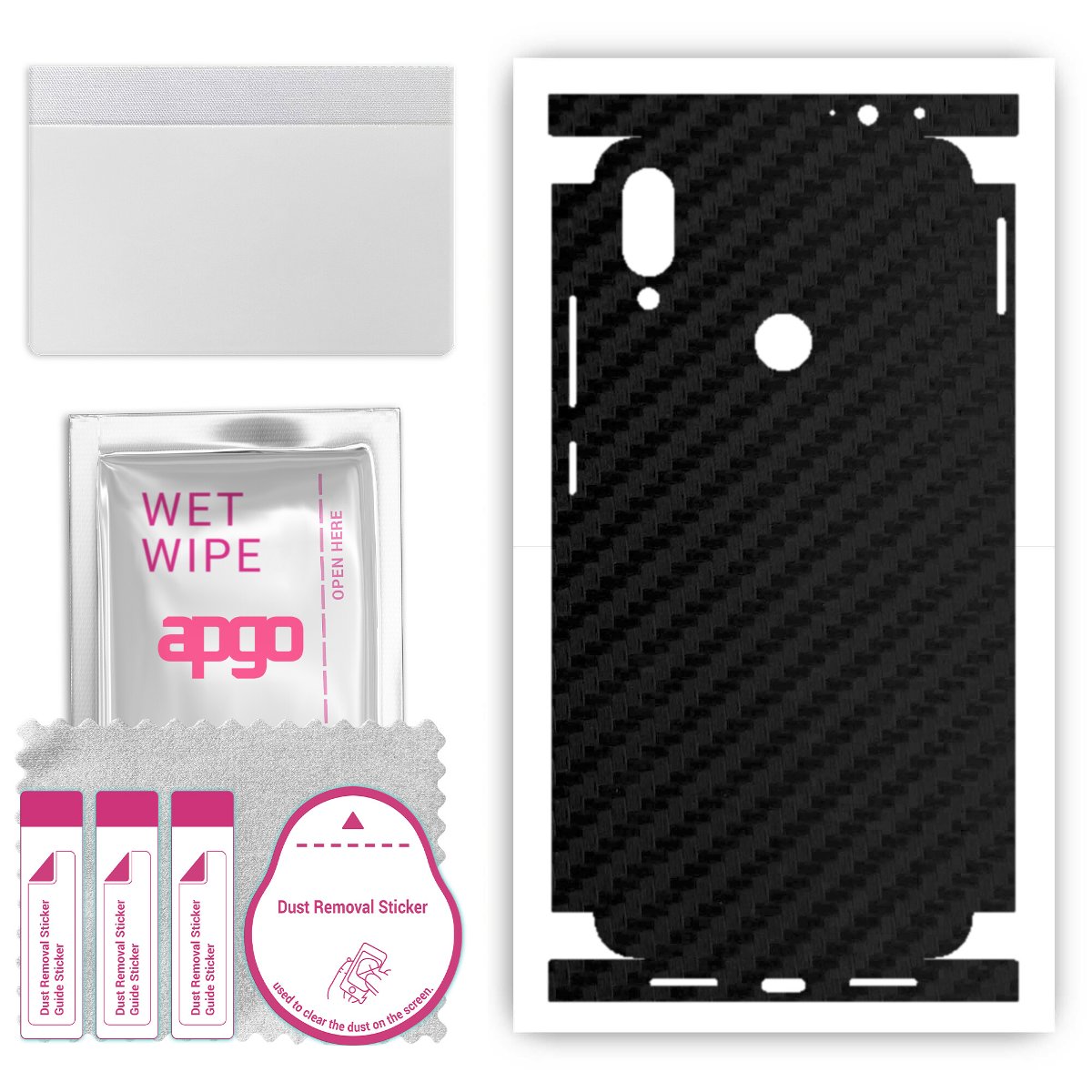 Folia naklejka skórka strukturalna na TYŁ+BOKI do Xiaomi Redmi Note 7 -  Carbon Czarny - apgo SKINS