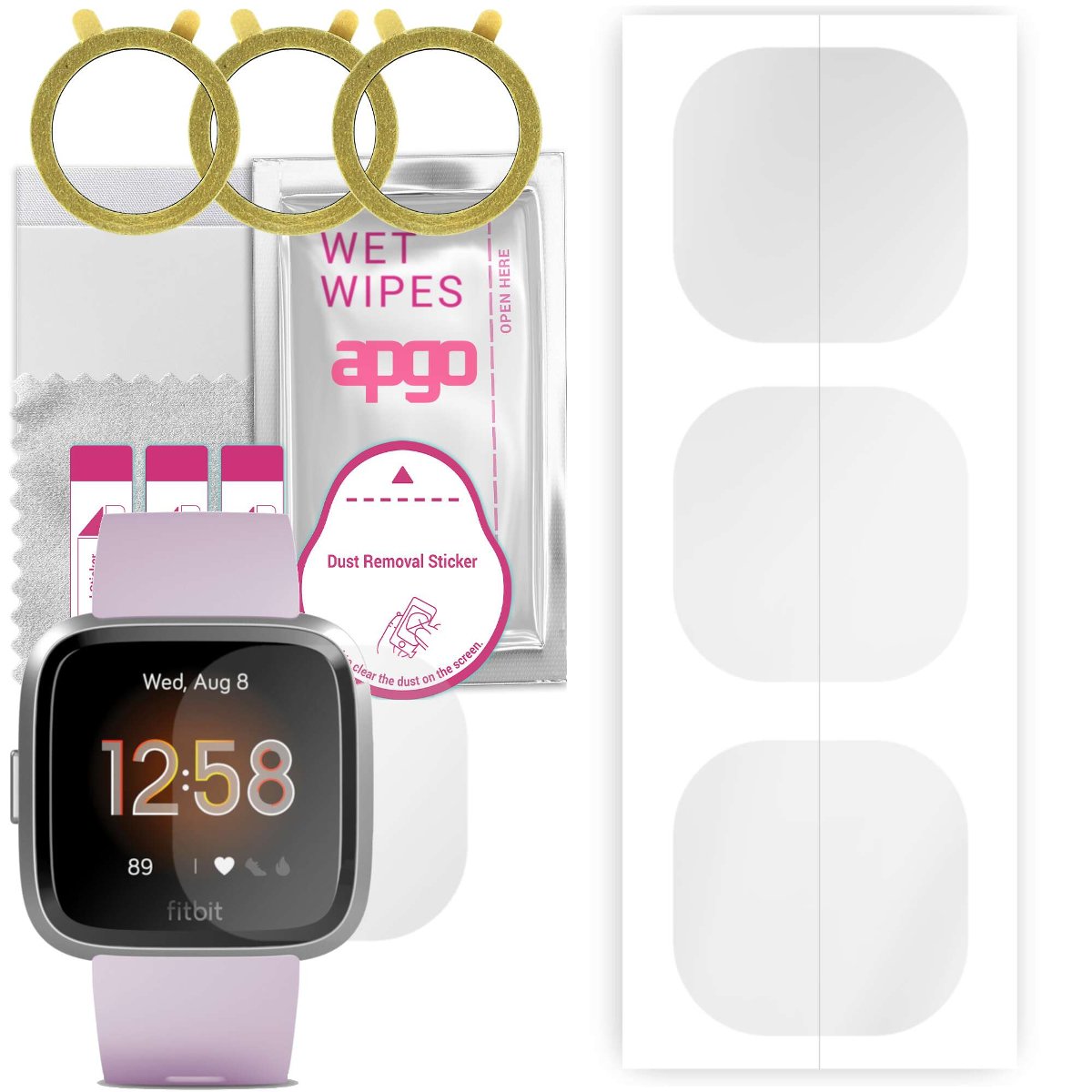 3x Folia hydrożelowa do Fitbit Versa Lite Edition - apgo Smartwatch Hydrogel Protection Ochrona na ekran smartwatcha