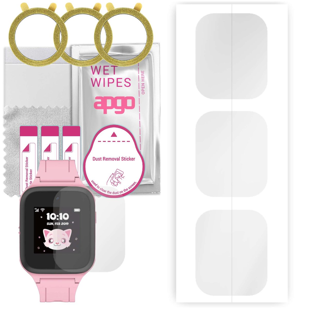 3x Folia hydrożelowa do TCL Family Watch MT40 (dla dzieci) - apgo Smartwatch Hydrogel Protection Ochrona na ekran smartwatcha