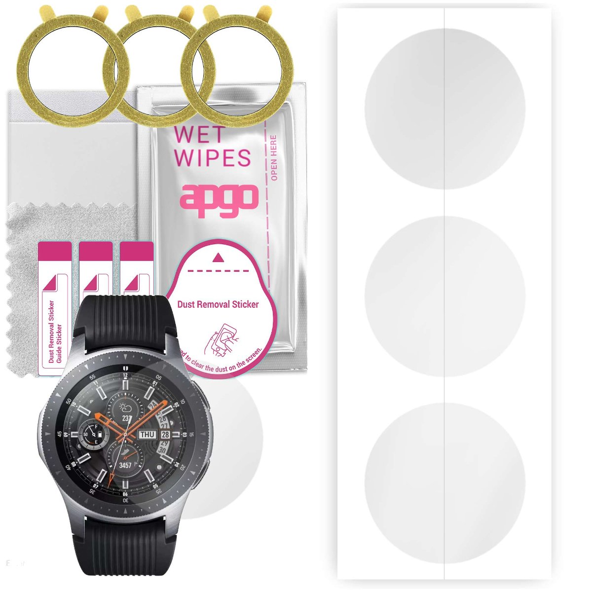 3x Folia hydrożelowa do Samsung Galaxy Watch LTE - apgo Smartwatch Hydrogel Protection Ochrona na ekran smartwatcha
