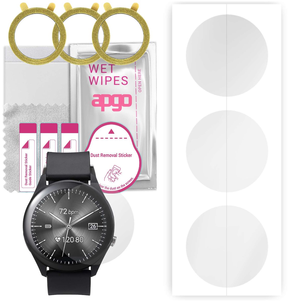 3x Folia hydrożelowa do Asus VivoWatch SP HC-A05 - apgo Smartwatch Hydrogel Protection Ochrona na ekran smartwatcha