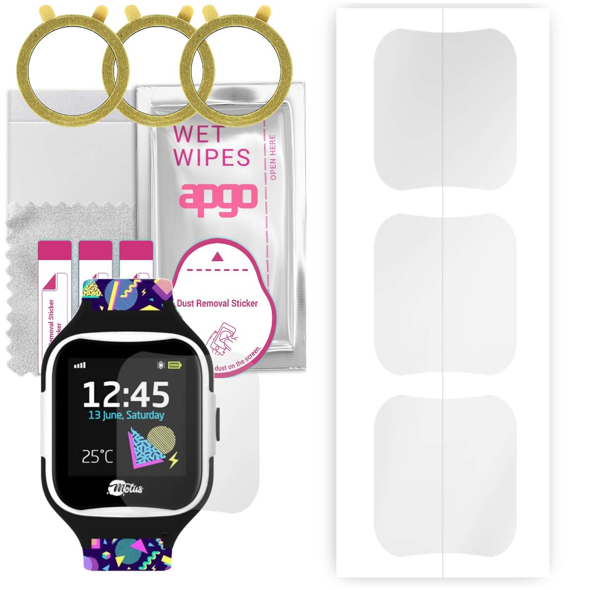 3x Folia hydrożelowa do Motus Watchy - apgo Smartwatch Hydrogel Protection Ochrona na ekran smartwatcha