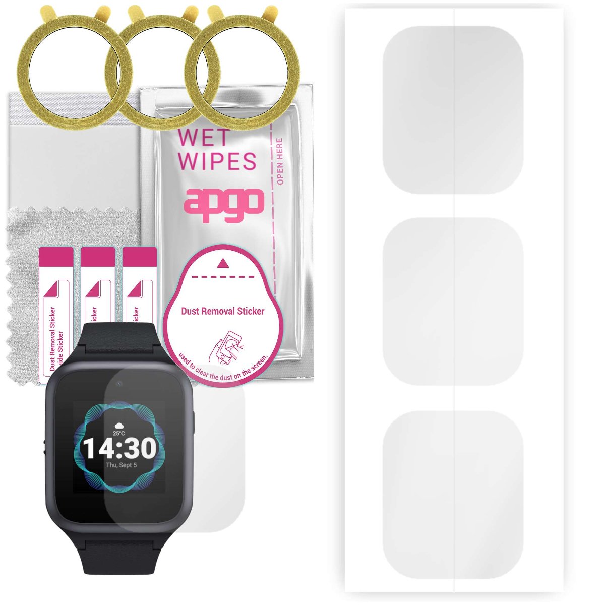 3x Folia hydrożelowa do TCL MT40SX - apgo Smartwatch Hydrogel Protection Ochrona na ekran smartwatcha