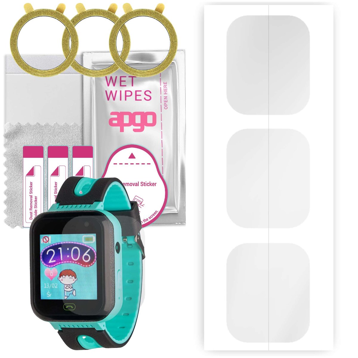 3x Folia hydrożelowa do Garett Kids Fine (dla dzieci) - apgo Smartwatch Hydrogel Protection Ochrona na ekran smartwatcha