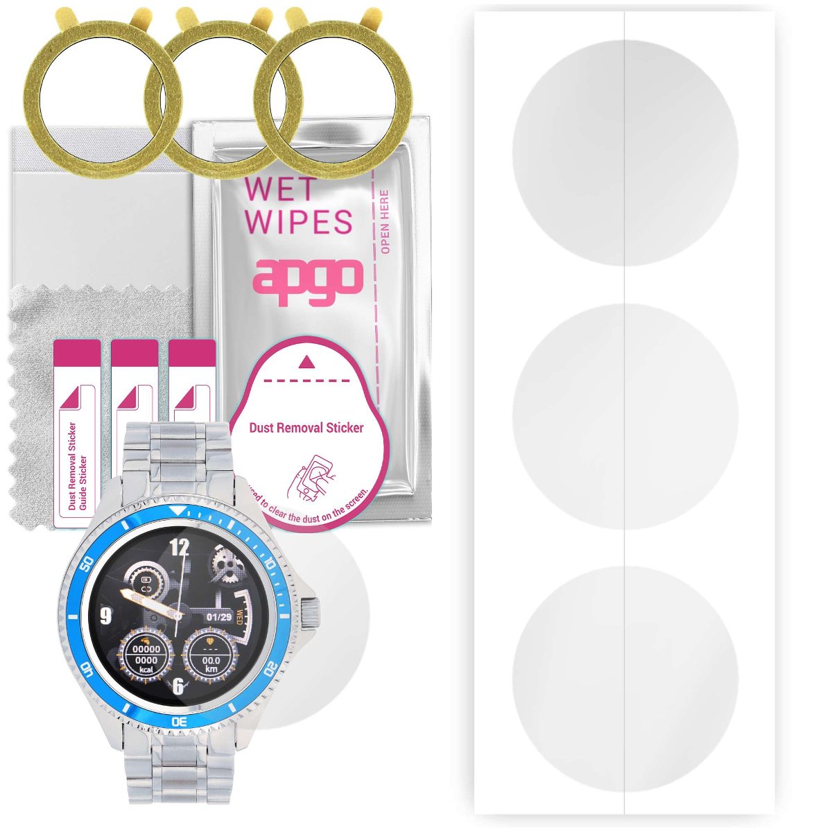 3x Folia hydrożelowa do Garett Men 4S - apgo Smartwatch Hydrogel Protection Ochrona na ekran smartwatcha
