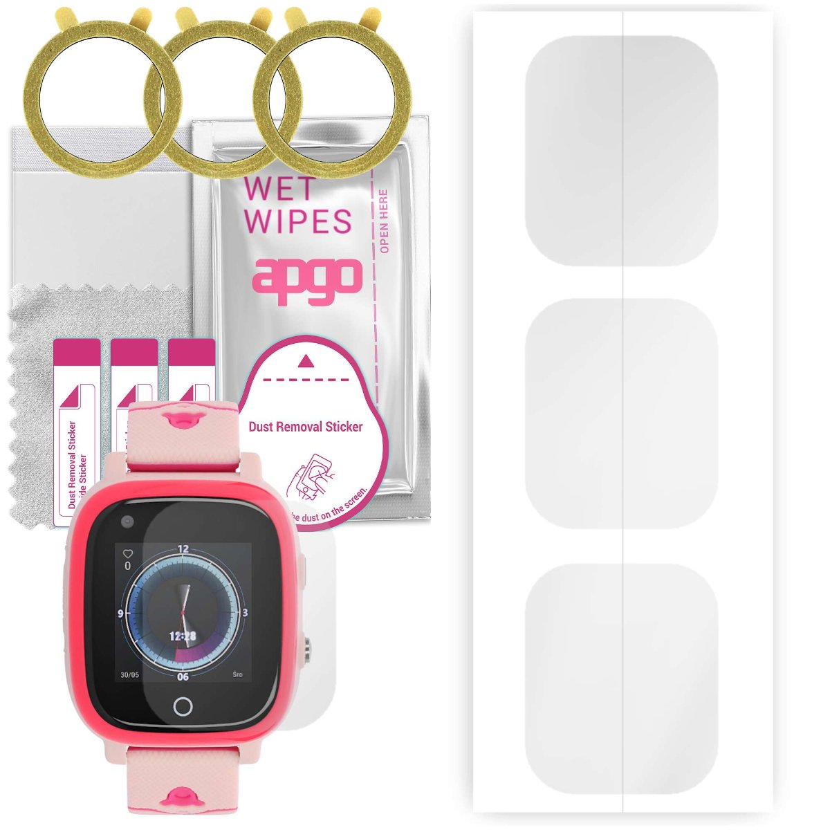 3x Folia hydrożelowa do Garett Kids Sun 4G (dla dzieci) - apgo Smartwatch Hydrogel Protection Ochrona na ekran smartwatcha