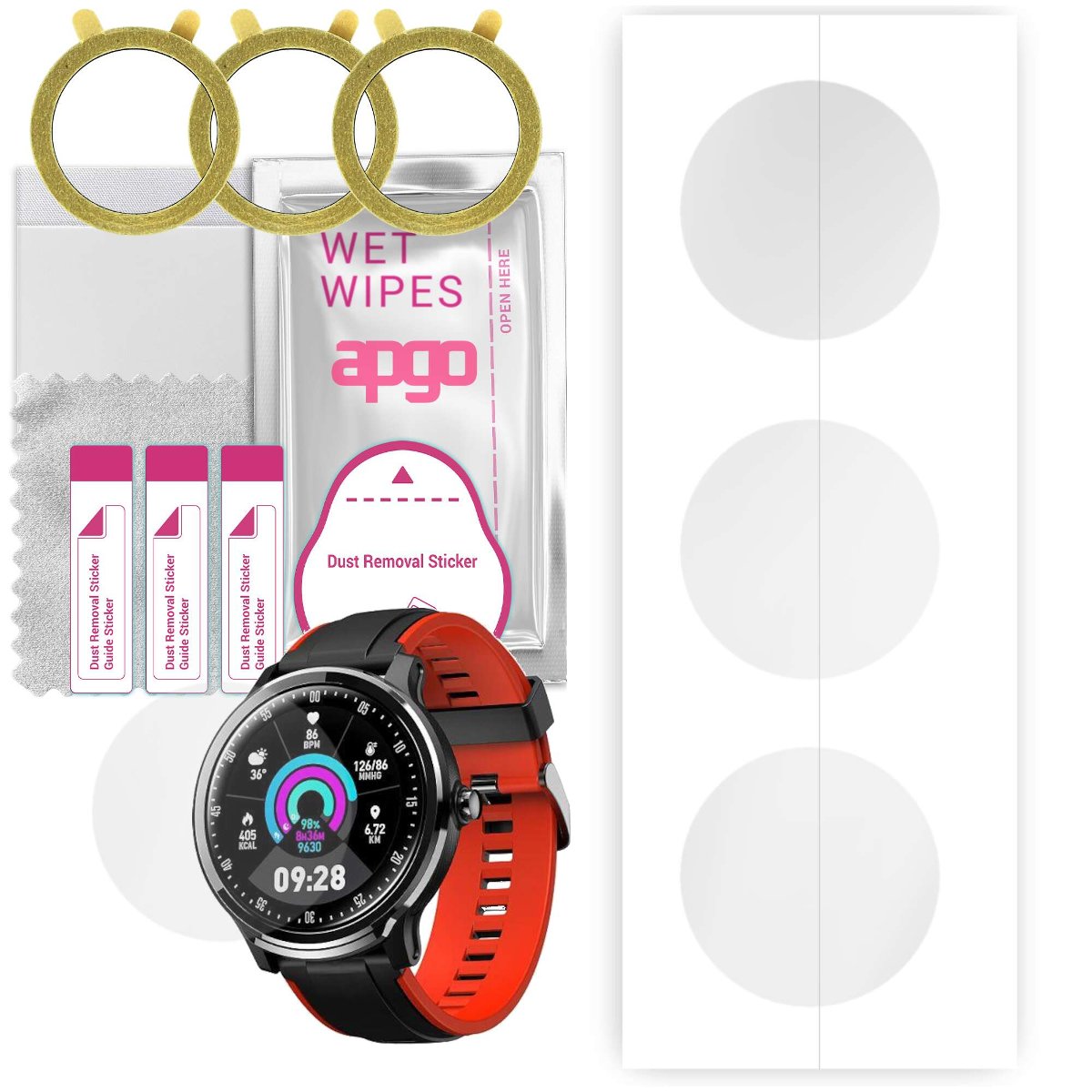 3x Folia hydrożelowa do Manta SWT05BP - apgo Smartwatch Hydrogel Protection Ochrona na ekran smartwatcha