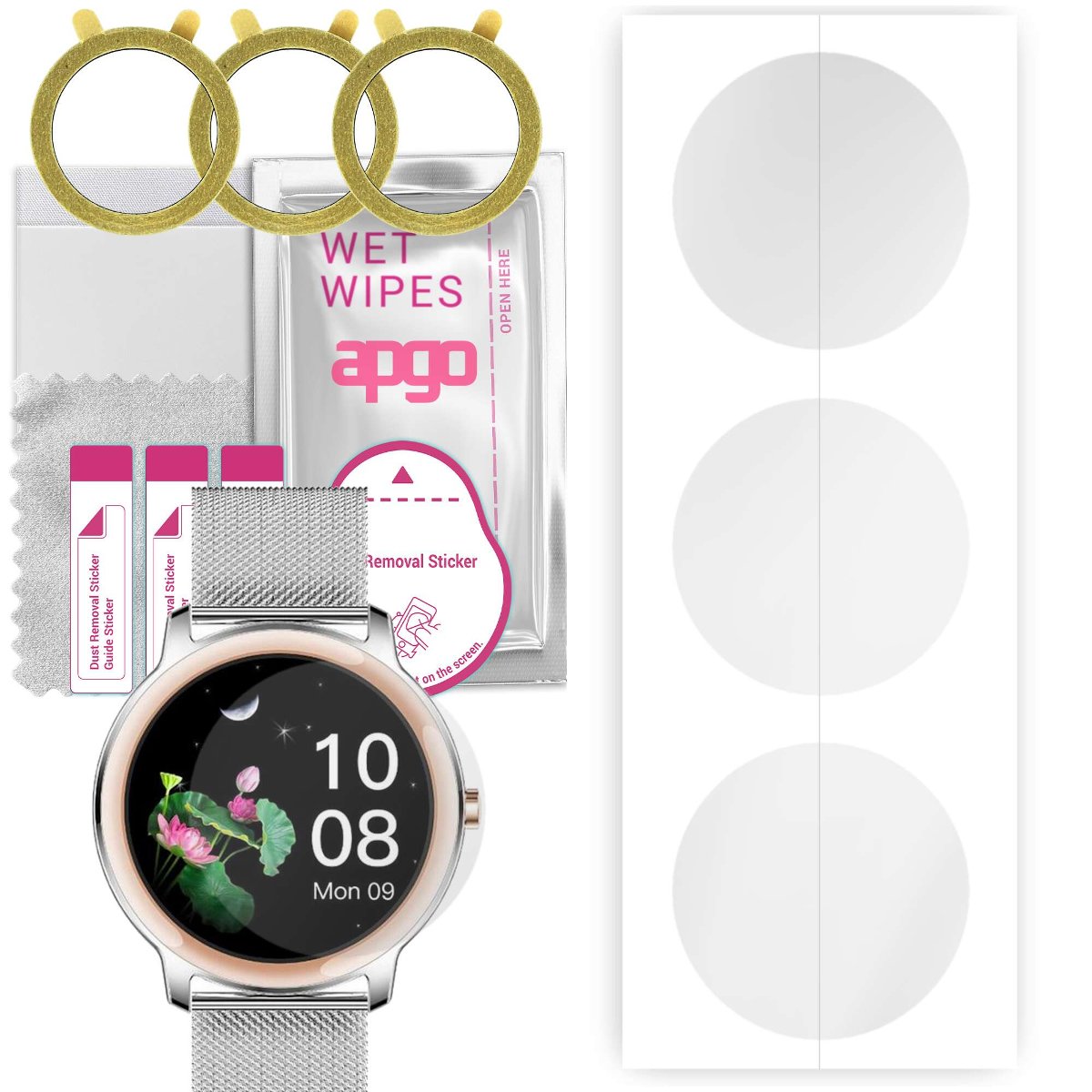 3x Folia hydrożelowa do Rubicon RNBE66 - apgo Smartwatch Hydrogel Protection Ochrona na ekran smartwatcha