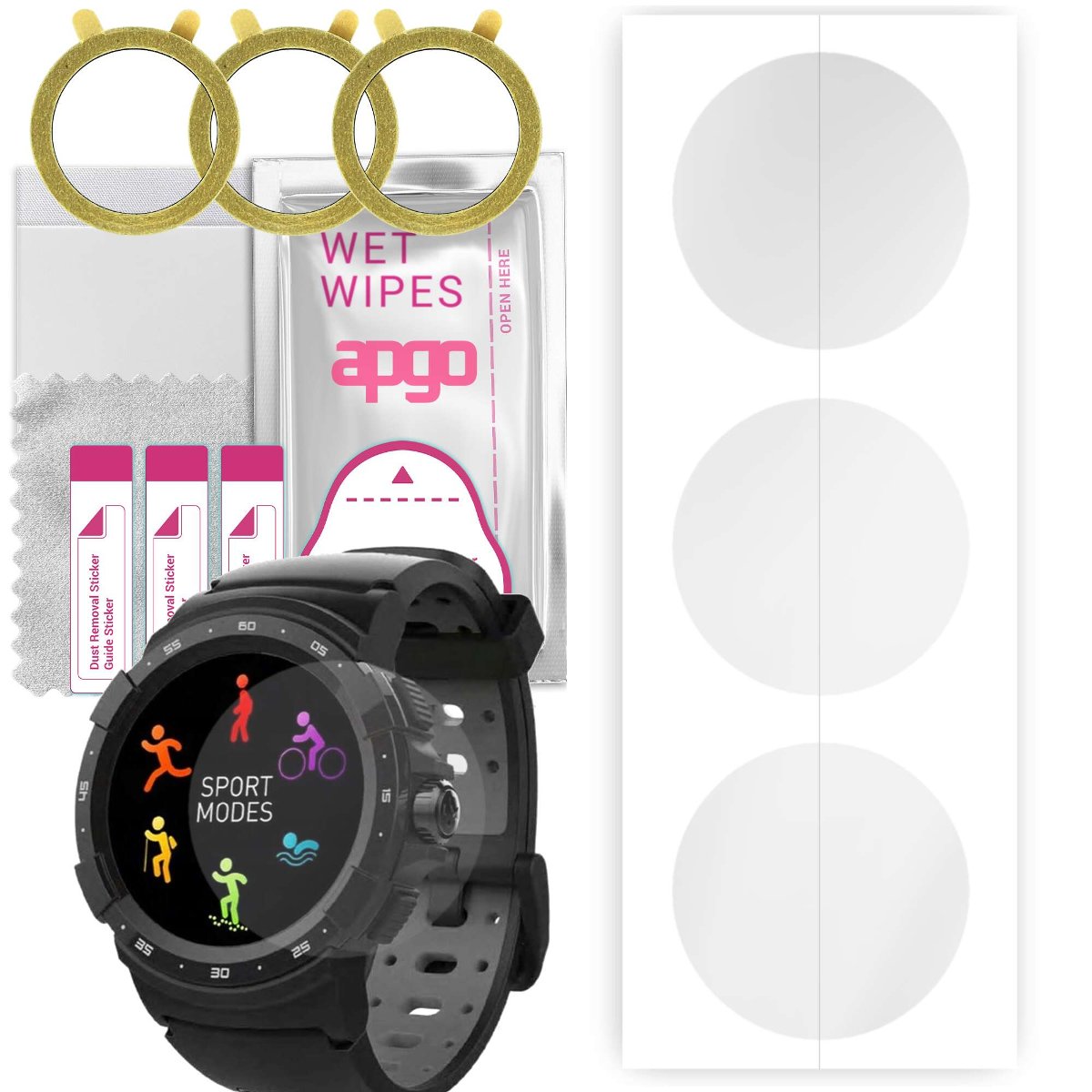 3x Folia hydrożelowa do MyKronoz ZeSport 2 - apgo Smartwatch Hydrogel Protection Ochrona na ekran smartwatcha