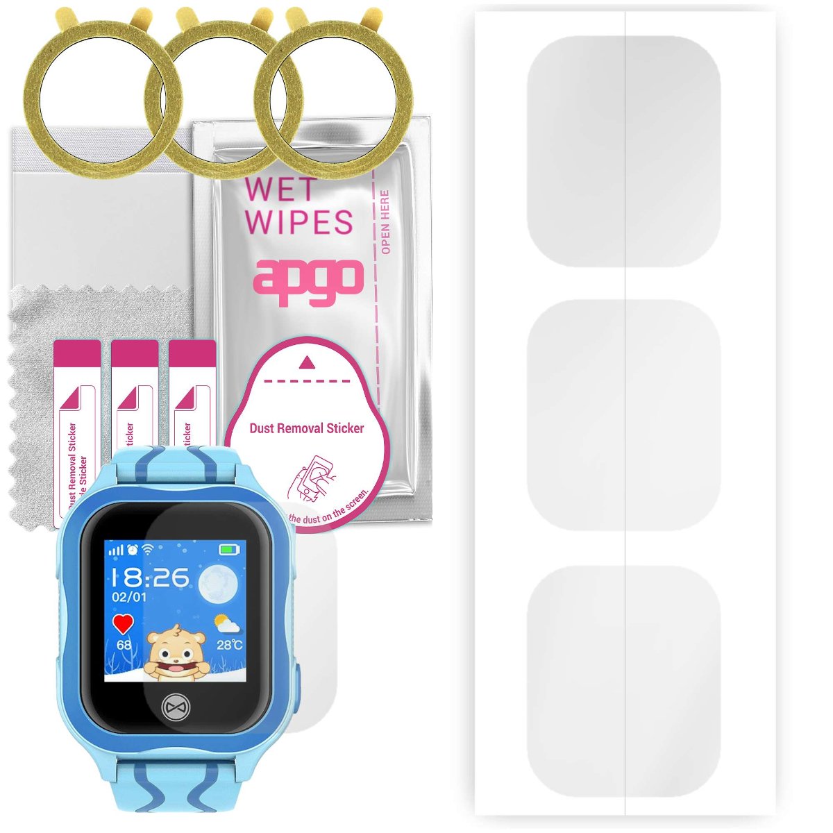 3x Folia hydrożelowa do Forever Kids Watch See Me KW-300 - apgo Smartwatch Hydrogel Protection Ochrona na ekran smartwatcha