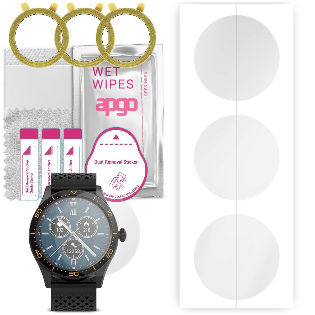 3x Folia hydrożelowa do Forever ICON 2 AW-110 - apgo Smartwatch Hydrogel Protection Ochrona na ekran smartwatcha