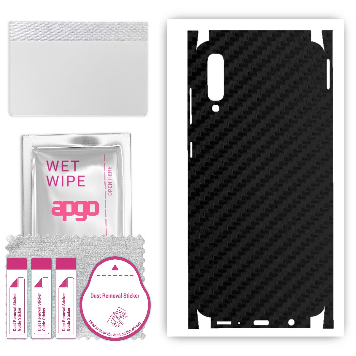 Folia naklejka skórka strukturalna na TYŁ+BOKI do Samsung Galaxy A70 -  Carbon Czarny - apgo SKINS