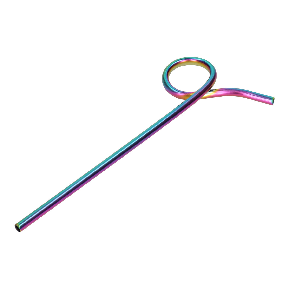 Słomka z pętelką wielorazowa stal nierdzewna tęczowa