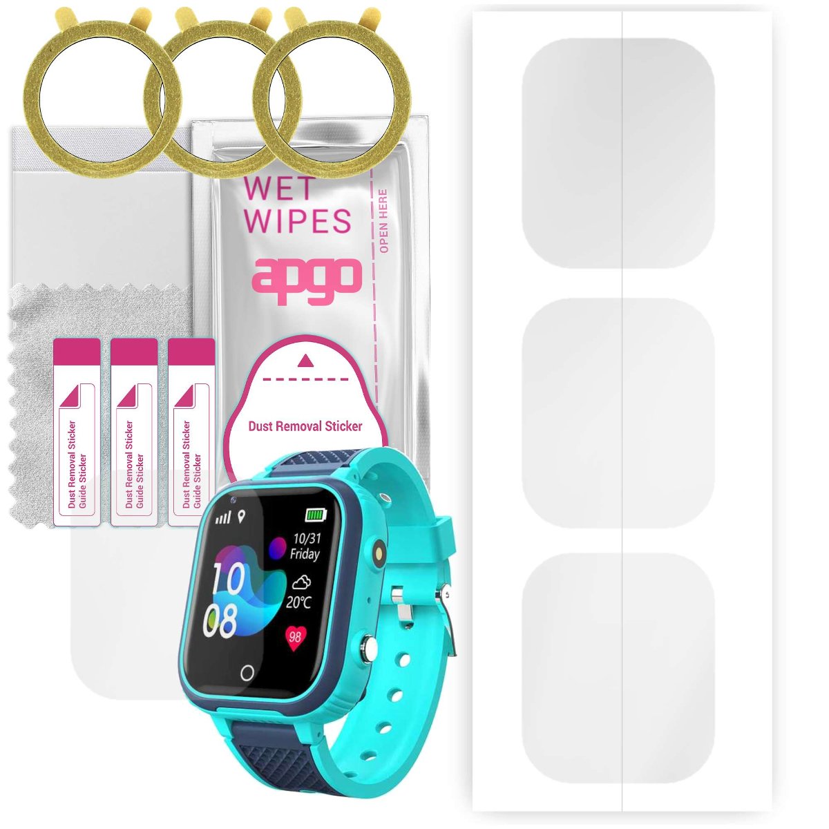 3x Folia hydrożelowa do Manta SWK01BB/SWK01BL - apgo Smartwatch Hydrogel Protection Ochrona na ekran smartwatcha