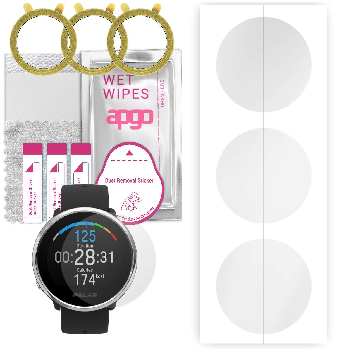 3x Folia hydrożelowa do Polar Ignite M/L - apgo Smartwatch Hydrogel Protection Ochrona na ekran smartwatcha