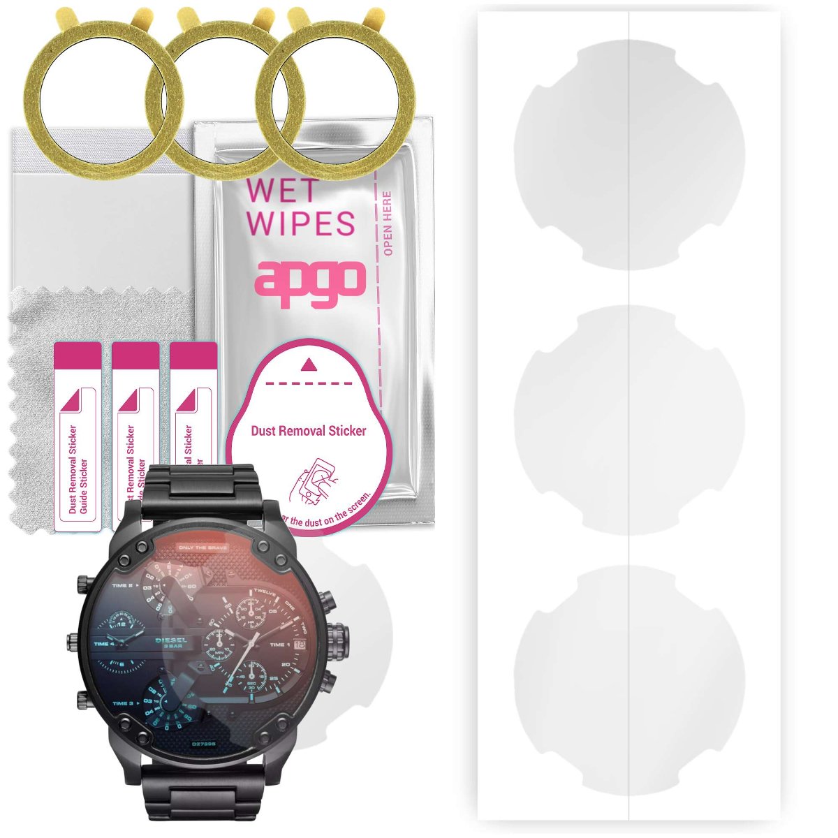 3x Folia hydrożelowa do Diesel DZ7395 MR. Daddy 2.0 - apgo Smartwatch Hydrogel Protection Ochrona na ekran smartwatcha