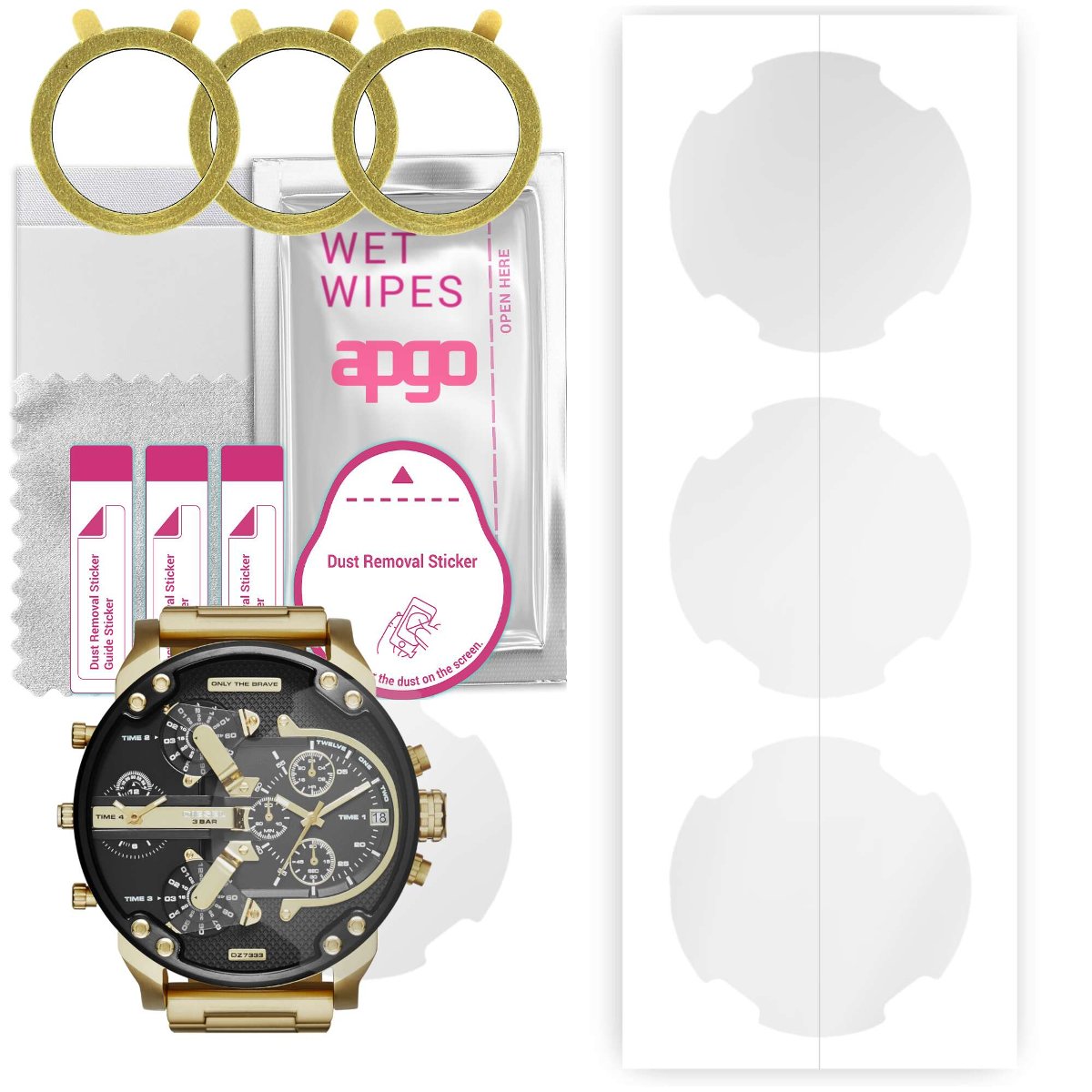 3x Folia hydrożelowa do Diesel DZ7333 MR. Daddy 2.0 - apgo Smartwatch Hydrogel Protection Ochrona na ekran smartwatcha