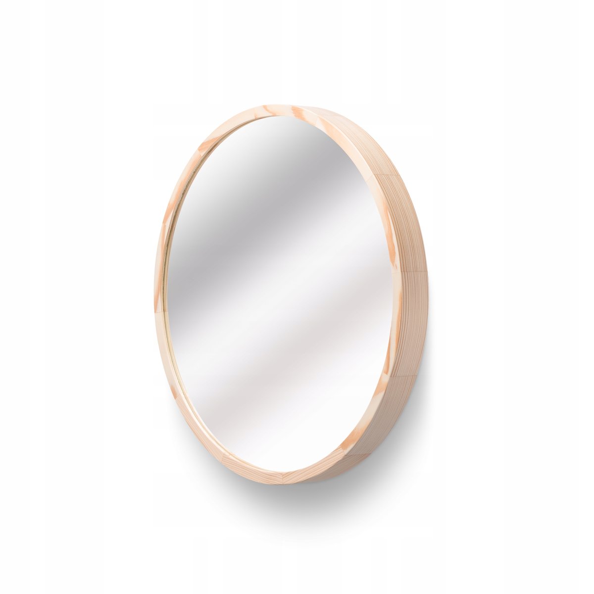 Lustro LEJA okrągłe fi475 w drewnianej ramie SOSNA