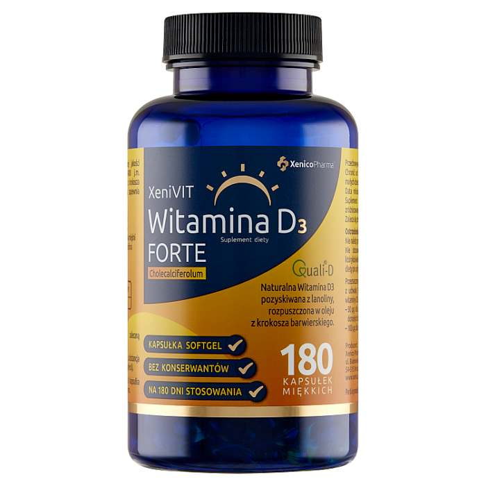 XeniVIT Witamina D3 Forte, 180 kapsułek