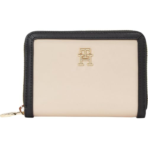 Tommy Hilfiger Damskie portfele TH Essential S MED ZA CB, biała glina/czarna, jeden rozmiar, Biała glinka/czarna