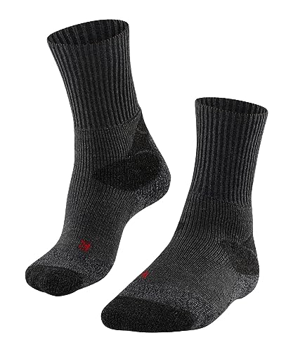 FALKE Mężczyźni Skarpety do wędrówek TKX Expedition M SO Wełna przeciw pęcherzom grube 1 Para, Szary (Asphalt Melange 3180), 39-41